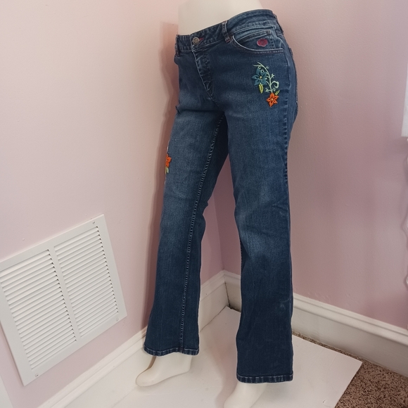 HARLEY-DAVIDSON Embroidered Straight Leg Slight Stretch Denim Jeans Sz 12 EUC - Picture 11 of 13